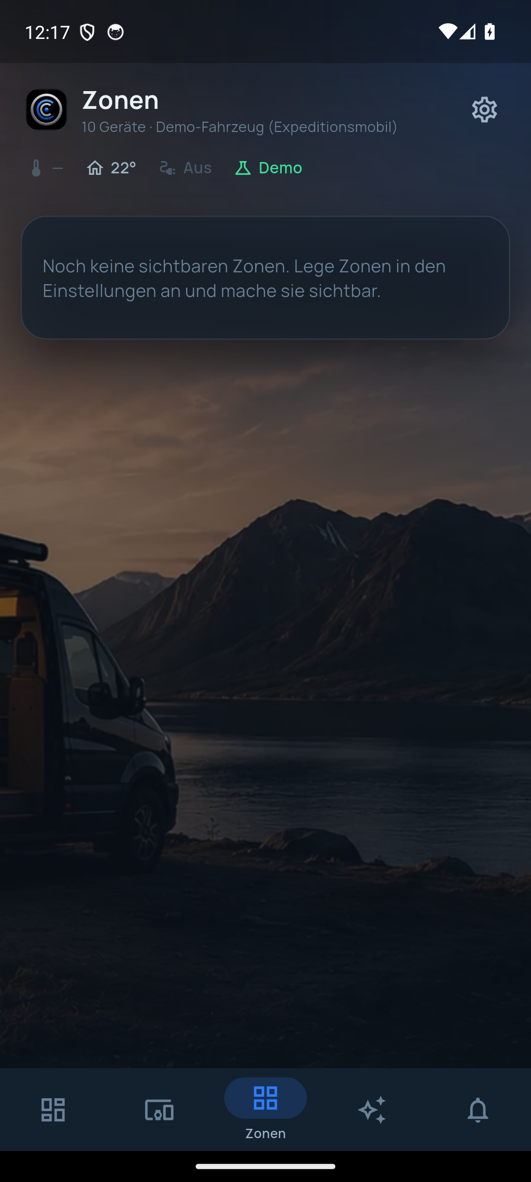 Zonen-Ansicht in der App